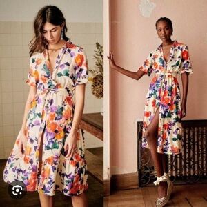 Sezane Dauphie Silk Floral Shirtdress NWT size US 6